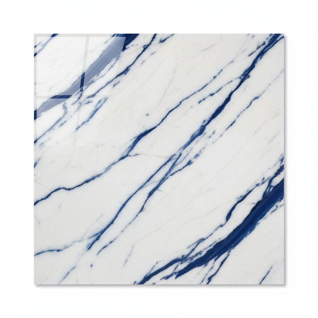 "Calacatta Cobalt" Polished Porcelain Tile ($24" \times 24"$)